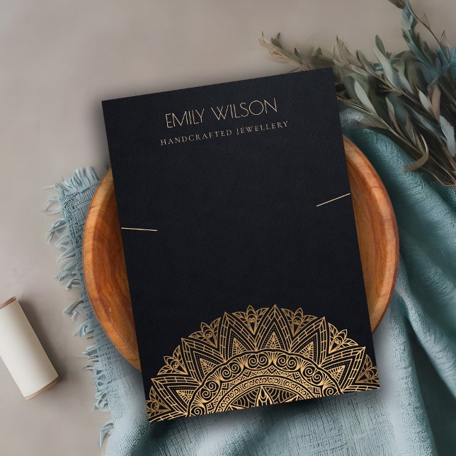 BLACK GOLD CLASSIC ORNATE MANDALA NECKLACE DISPLAY BUSINESS CARD (Creator Uploaded)