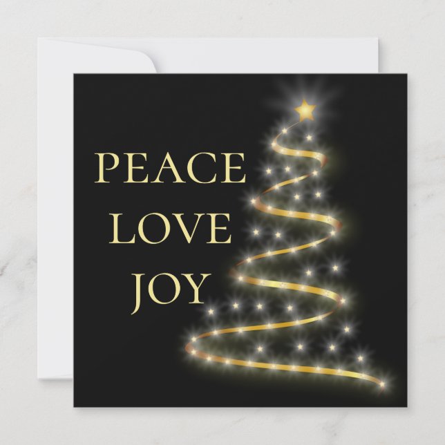 Black Gold|Classic Peace Love Joy|Square Holiday Card (Front)