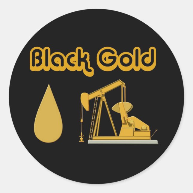 Black Gold Classic Round Sticker (Front)