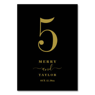 Black & gold Classic simple Copper Wedding Table Number