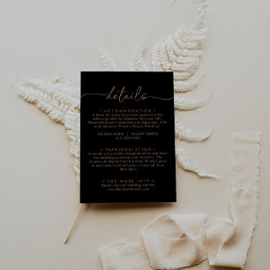 Black Gold Classic Wedding Details Enclosure Card
