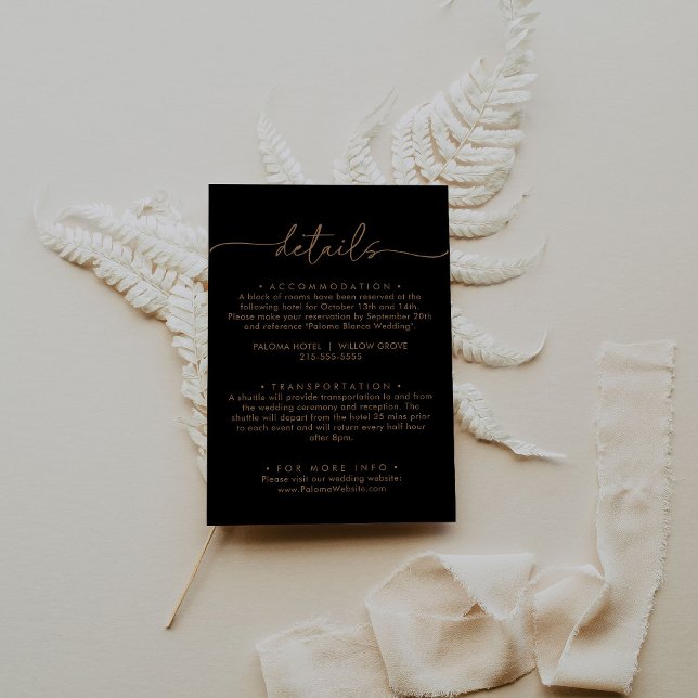 Black Gold Classic Wedding Details Enclosure Card (Creator Uploaded)