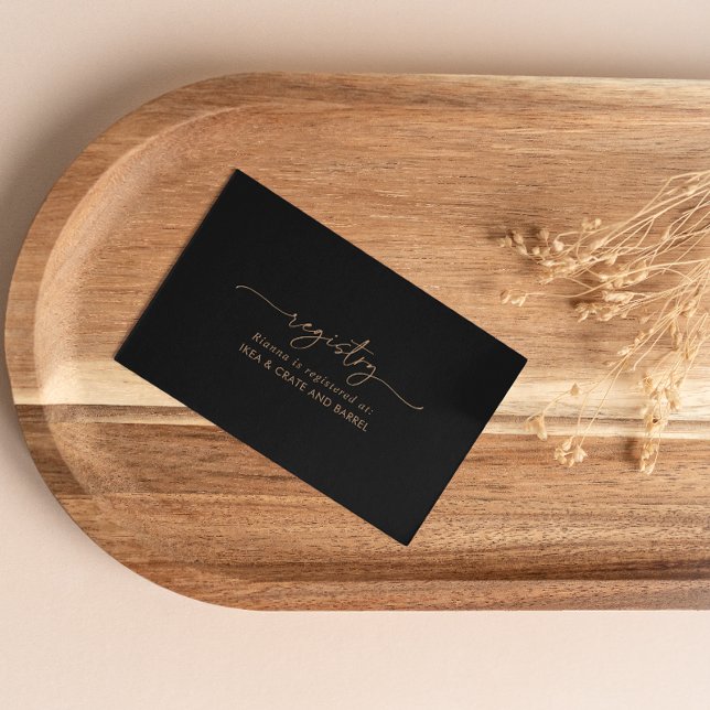 Black Gold Classic Wedding Gift Registry Enclosure Card (Creator Uploaded)