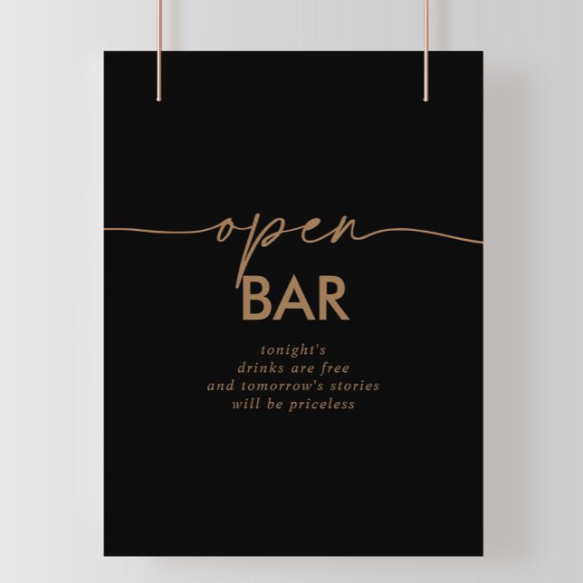 Black Gold Classic Wedding Open Bar Sign (Creator Uploaded)