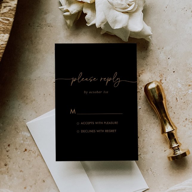 Black Gold Classic Wedding RSVP Card (Creator Uploaded)