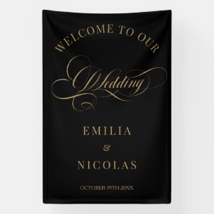 Black Gold Classic Wedding Welcome Sign