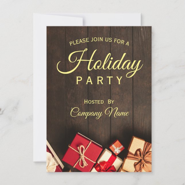 Black Gold Classy Corporate Holiday Party Invita Invitation (Front)