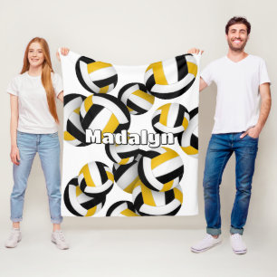 black gold club colours volleyball room decor fleece blanket