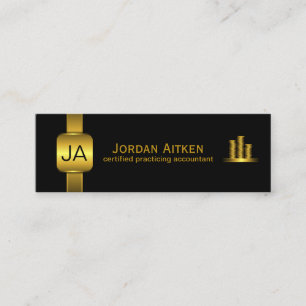 Black Gold Coins Small Vertical CPA Accountant Mini Business Card