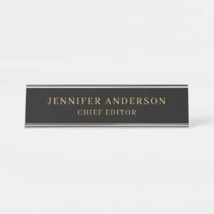 Black & Gold Color Professional Modern Plain Desk Name Plate