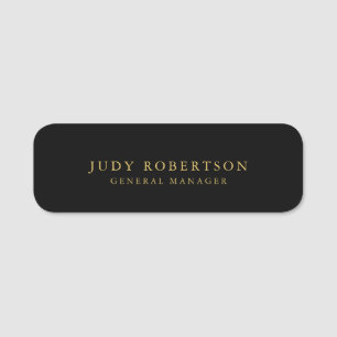 Black Gold Colors Professional Trendy Minimalist Name Tag