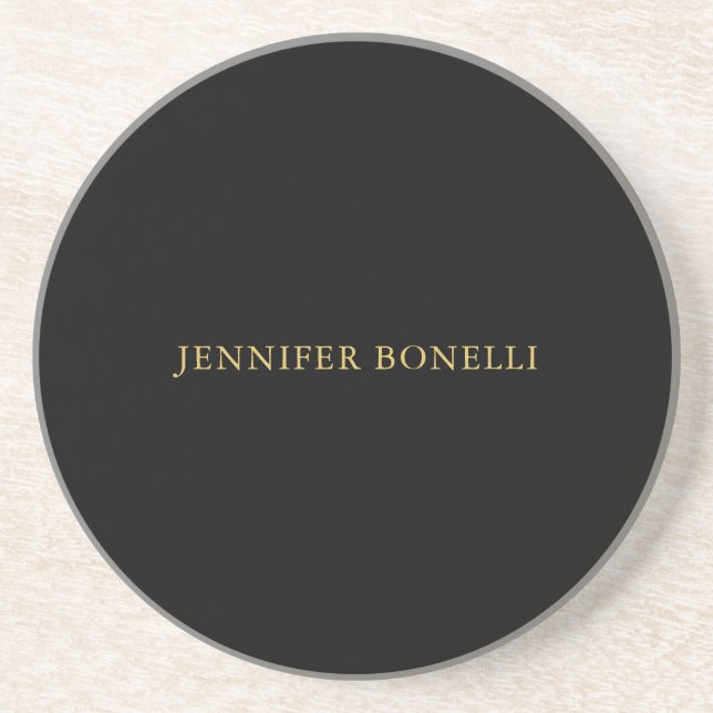 Black Gold Colors Professional Trendy Modern Plain Coaster (Front)