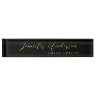 Black Gold Colors Professional Trendy Modern Plain Nameplate