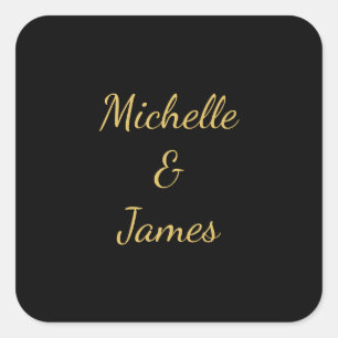 Black & Gold Colors Professional Trendy Modern Square Sticker