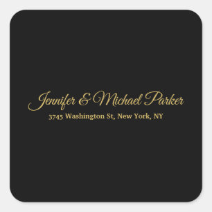 Black & Gold Colour Modern Creative Script Family Square Sticker