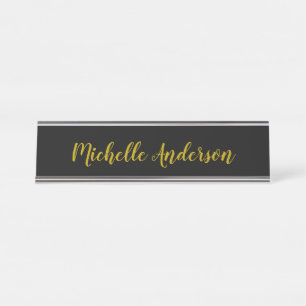 Black & Gold Colour Modern Minimalist Name Desk Name Plate