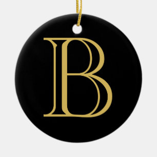 Black Gold Colour Monogram Professional Calligraph Ceramic Ornament