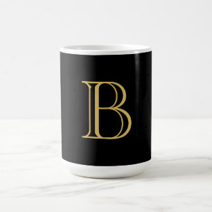 Black Gold Colour Monogram Professional Calligraph Coffee Mug