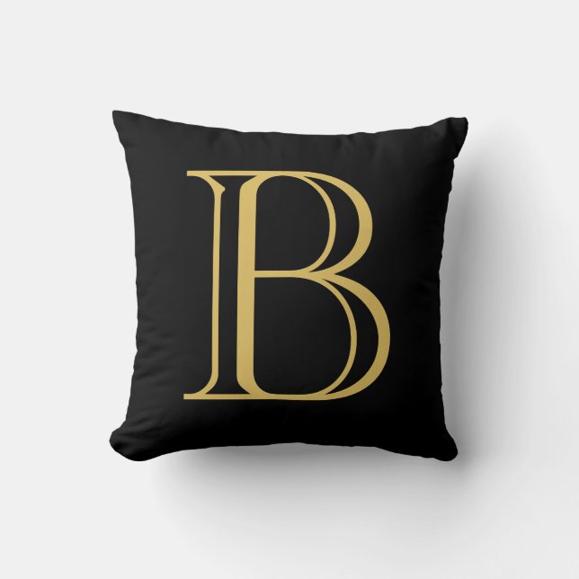 Black Gold Colour Monogram Professional Calligraph Cushion (Front)