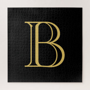 Black Gold Colour Monogram Professional Calligraph Jigsaw Puzzle