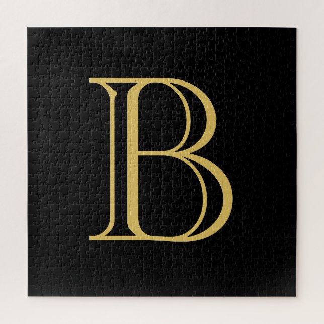 Black Gold Colour Monogram Professional Calligraph Jigsaw Puzzle (Vertical)