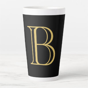 Black Gold Colour Monogram Professional Calligraph Latte Mug
