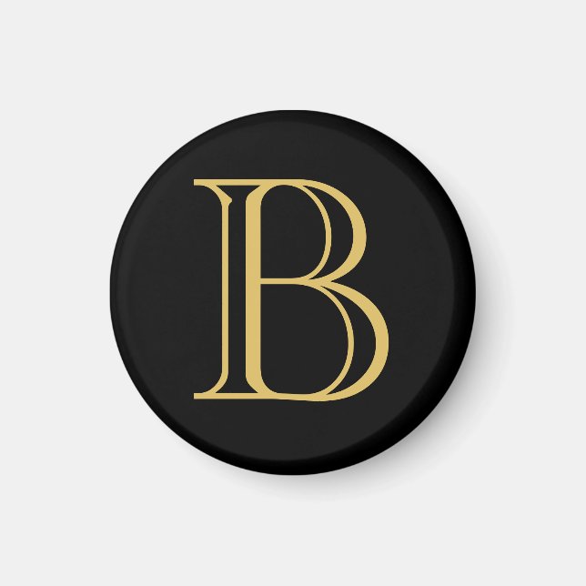 Black Gold Colour Monogram Professional Calligraph Magnet (Front)