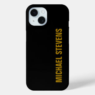 Black Gold Colour Professional Add Name iPhone 15 Case