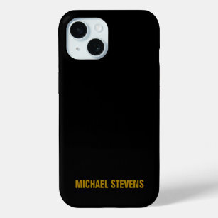 Black Gold Colour Professional Add Name iPhone 15 Case