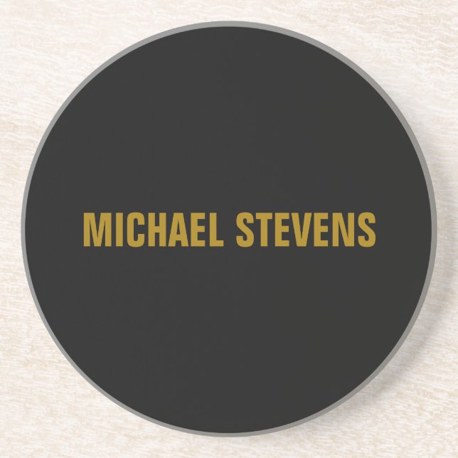 Black Gold Colour Professional Add Name Coaster (Front)