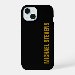 Black Gold Colour Professional Add Name iPhone 15 Case