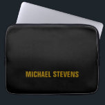 Black Gold Colour Professional Add Name Laptop Sleeve<br><div class="desc">This template is ideal for those who want a stylish,  simple yet striking design.</div>