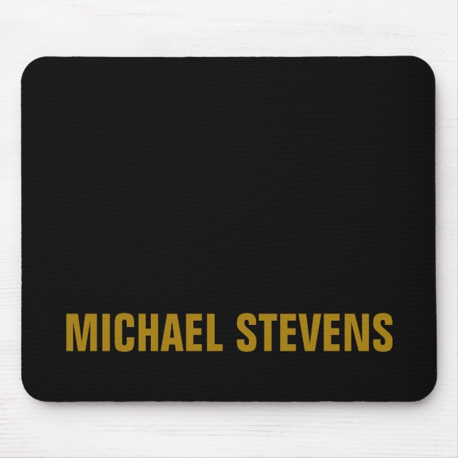 Black Gold Colour Professional Add Name Mouse Pad (Front)