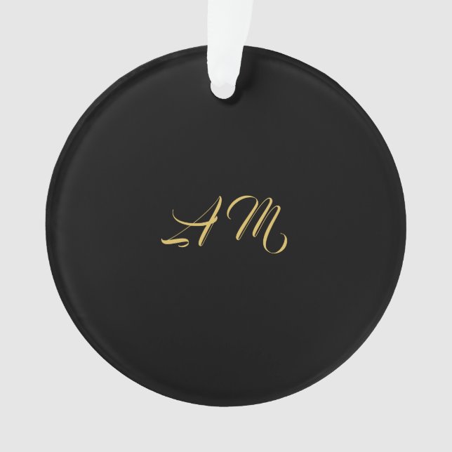 Black Gold Colours Monogram Initial Calligraphy Ornament (Front)