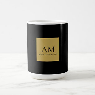 Black Gold Colours Monogram Initial Letter Name Coffee Mug