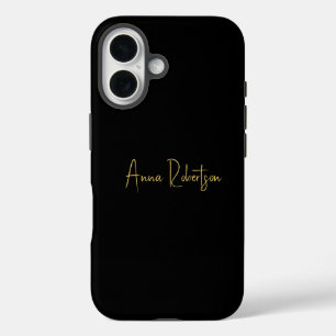 Black Gold Colours Professional Trendy Calligraphy iPhone 16 Case