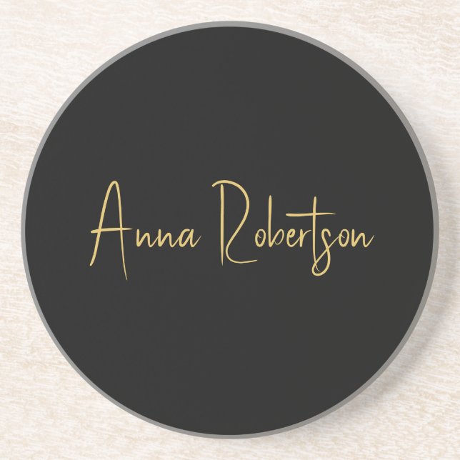 Black Gold Colours Professional Trendy Calligraphy Coaster (Front)