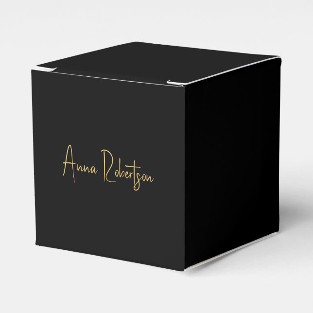 Black Gold Colours Professional Trendy Calligraphy Favour Box (Front Side)