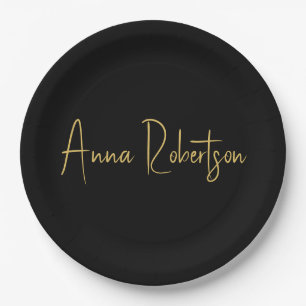 Black Gold Colours Professional Trendy Calligraphy Paper Plate