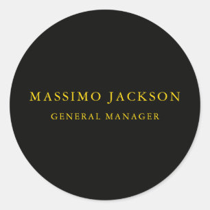Black Gold Colours Professional Trendy Minimalist Classic Round Sticker
