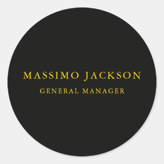 Black Gold Colours Professional Trendy Minimalist Classic Round Sticker