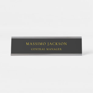 Black Gold Colours Professional Trendy Minimalist Desk Name Plate