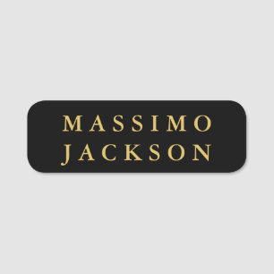 Black Gold Colours Professional Trendy Minimalist Name Tag