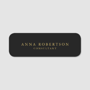 Black Gold Colours Professional Trendy Minimalist Name Tag