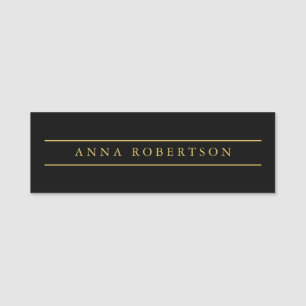 Black Gold Colours Professional Trendy Minimalist Name Tag