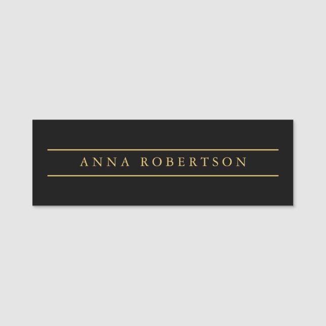 Black Gold Colours Professional Trendy Minimalist Name Tag (Front)