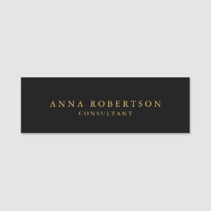 Black Gold Colours Professional Trendy Minimalist Name Tag