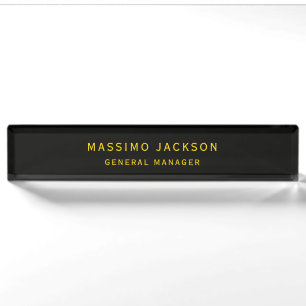 Black Gold Colours Professional Trendy Minimalist Nameplate