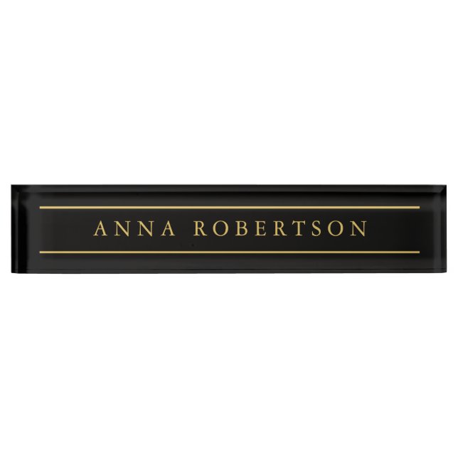 Black Gold Colours Professional Trendy Minimalist Nameplate (Front)