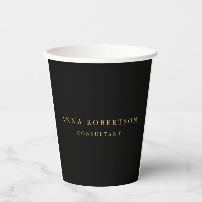 Black Gold Colours Professional Trendy Minimalist Paper Cups (Front)